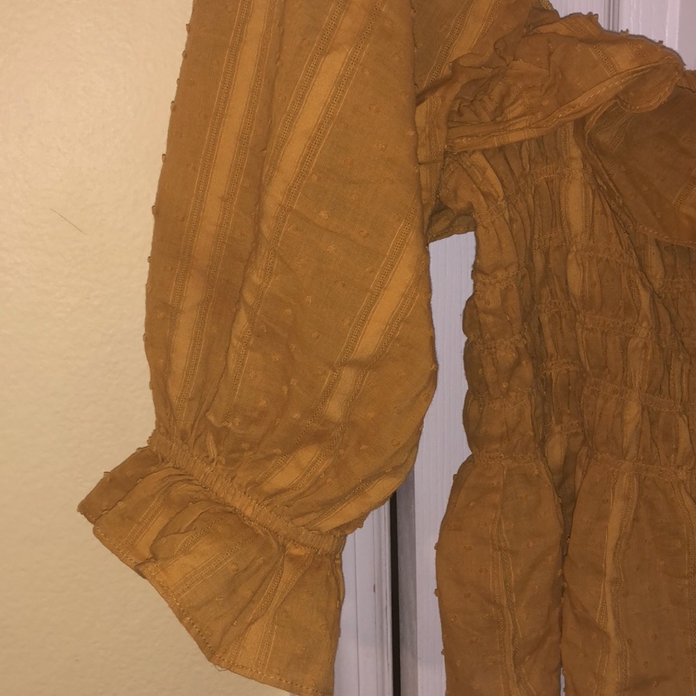 Indigo Rising Large Mustard Ruffle Crop Top - Picture 3 of 4